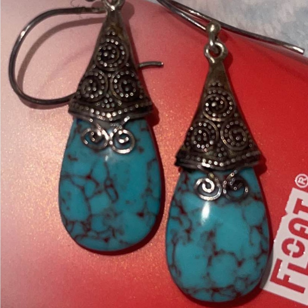 Turquoise Teardrop 925 Earing stone